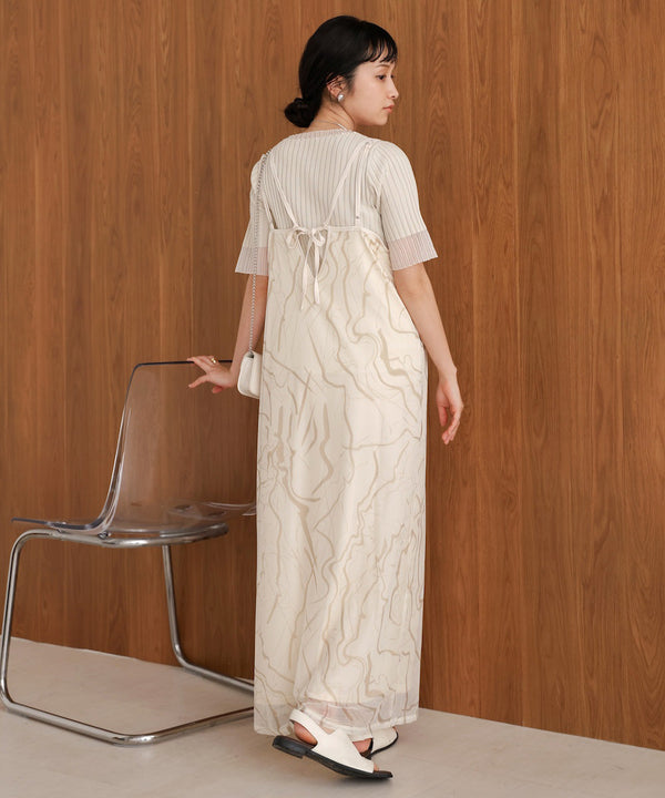 marble sheer mesh onepiece