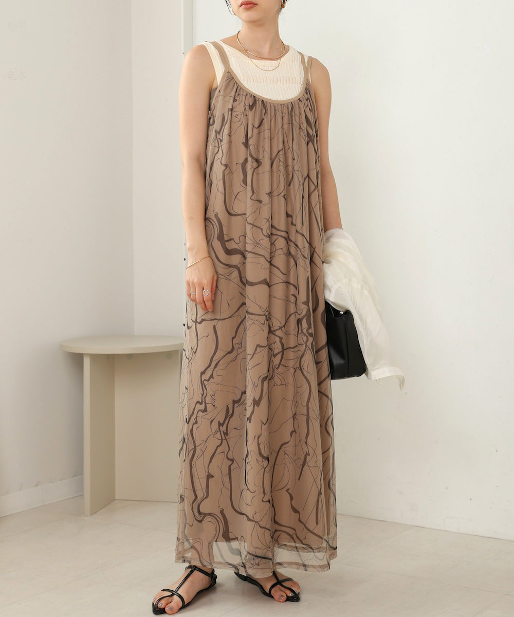 marble sheer mesh onepiece