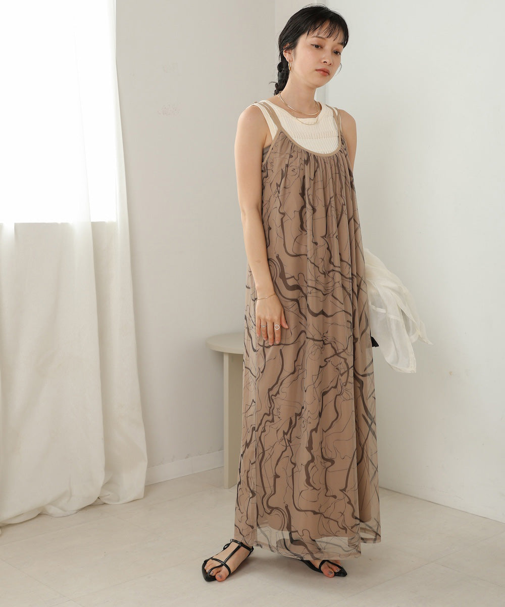 marble sheer mesh onepiece