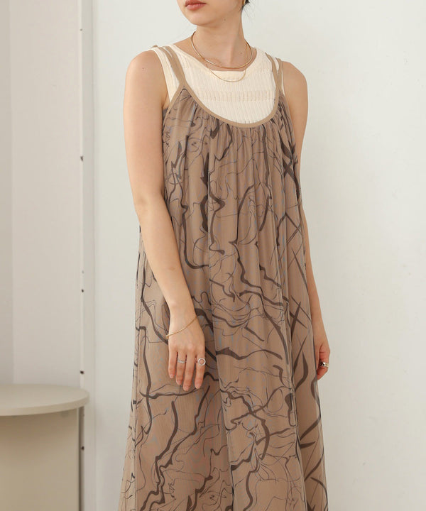 marble sheer mesh onepiece