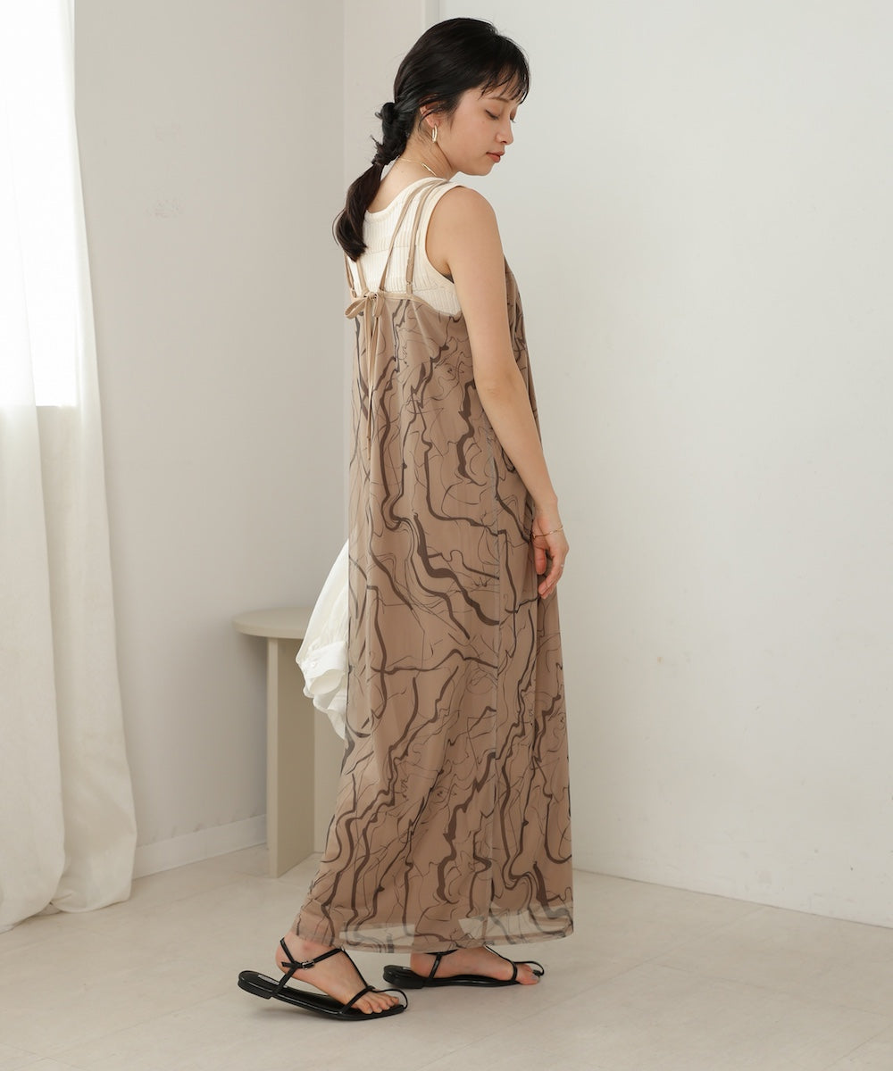 marble sheer mesh onepiece