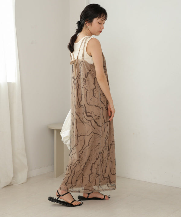 marble sheer mesh onepiece