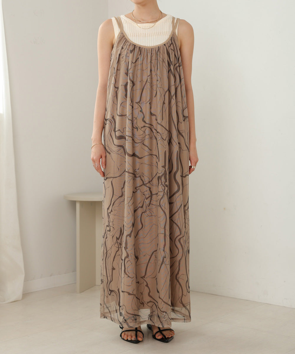 marble sheer mesh onepiece