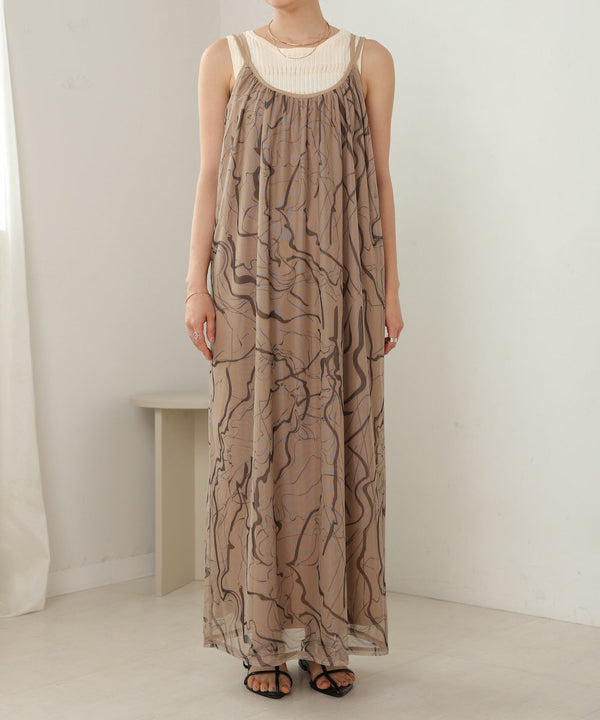 marble sheer mesh onepiece