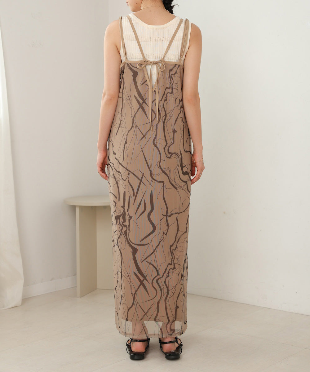 marble sheer mesh onepiece