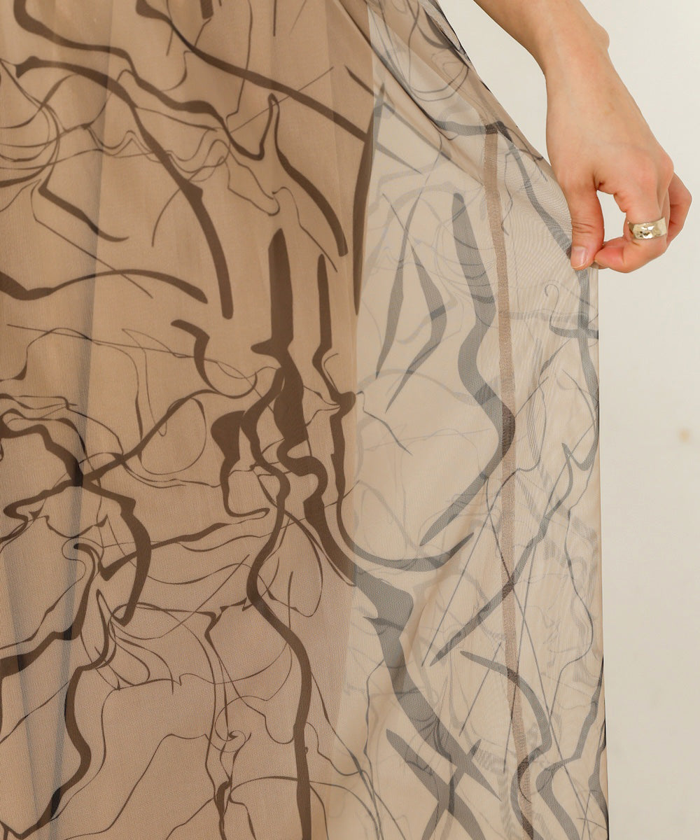 marble sheer mesh onepiece