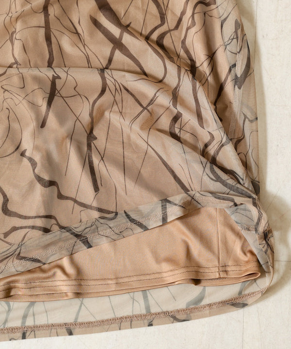 marble sheer mesh onepiece