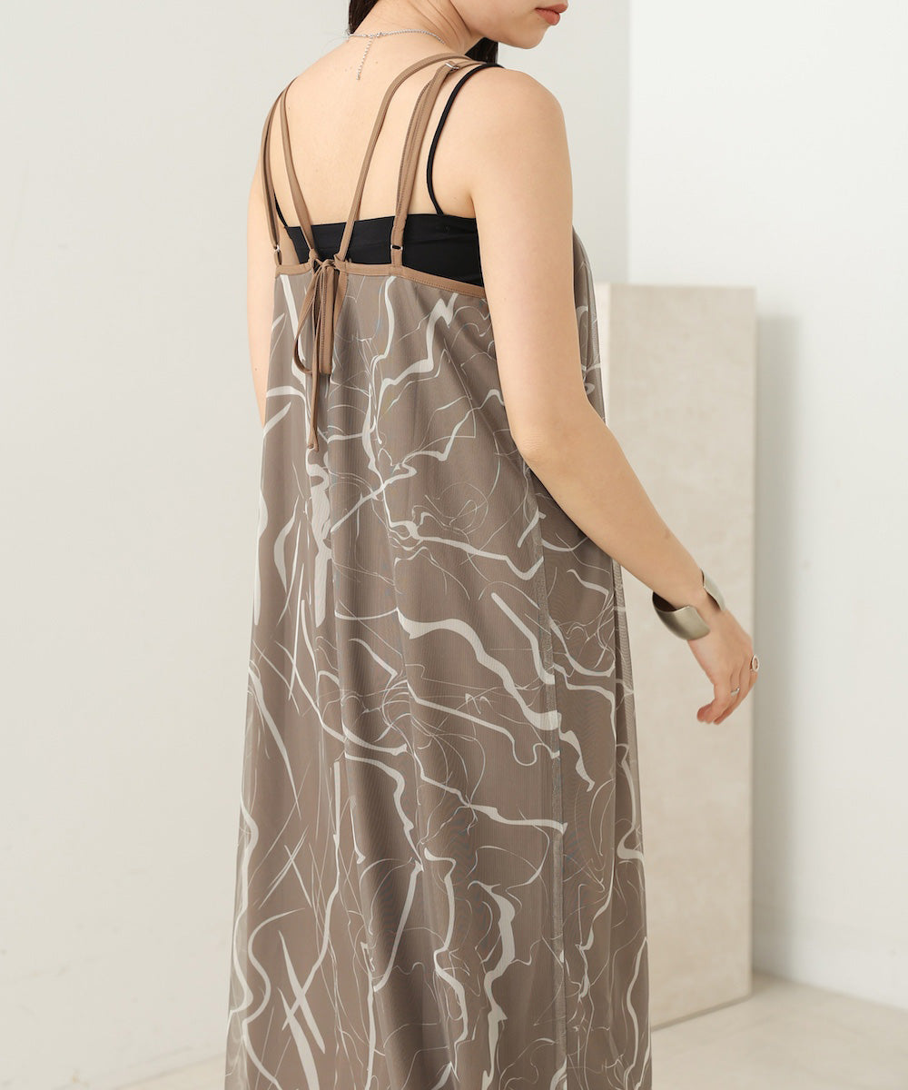 marble sheer mesh onepiece