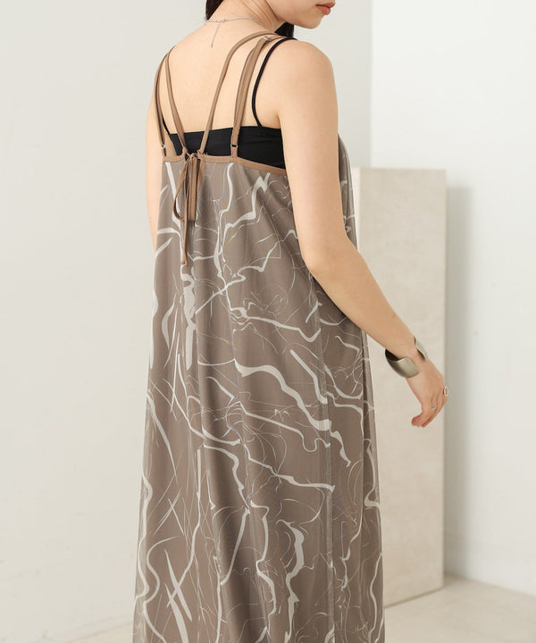marble sheer mesh onepiece