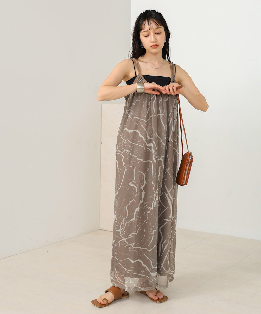 marble sheer mesh onepiece