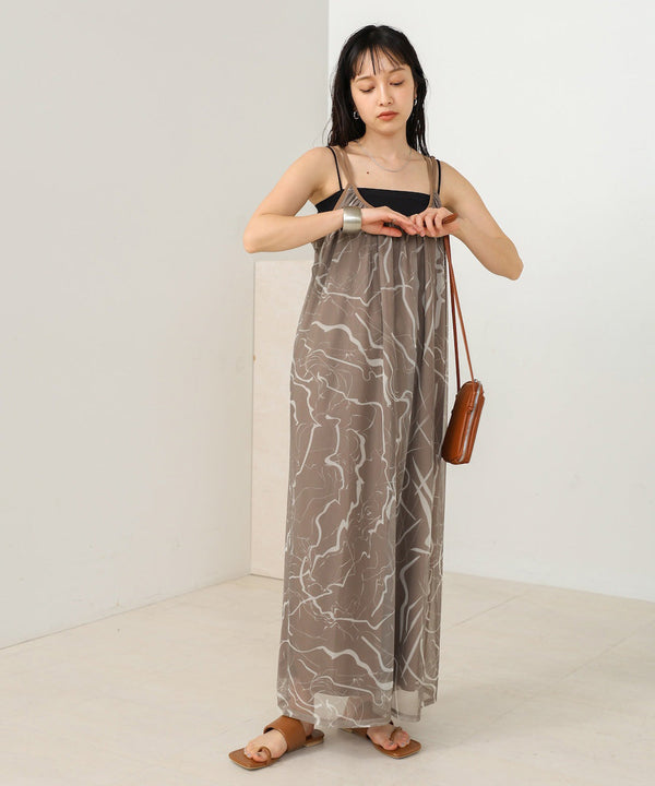 marble sheer mesh onepiece