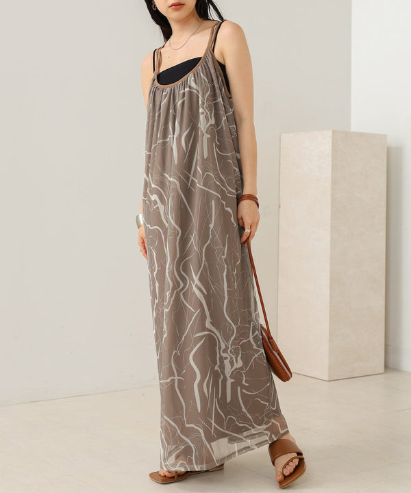 marble sheer mesh onepiece