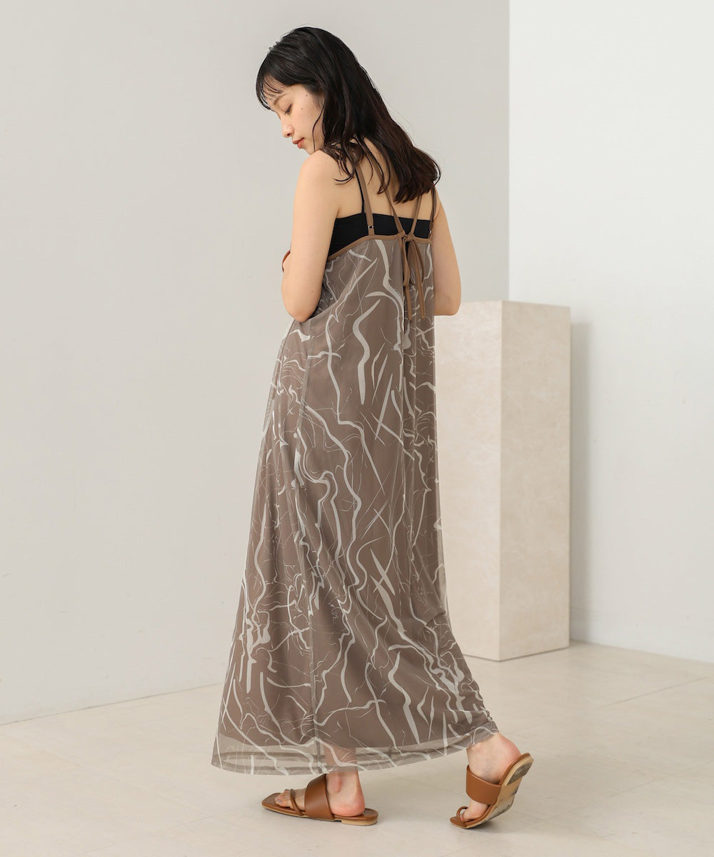 marble sheer mesh onepiece