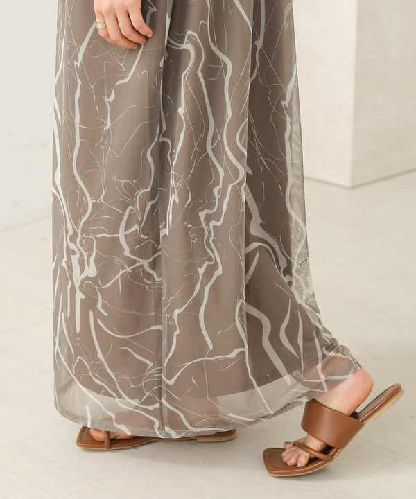 marble sheer mesh onepiece