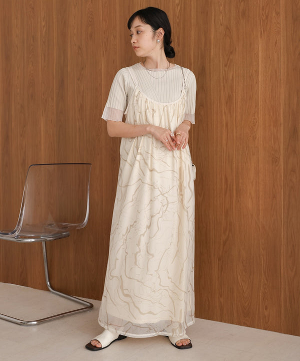 marble sheer mesh onepiece