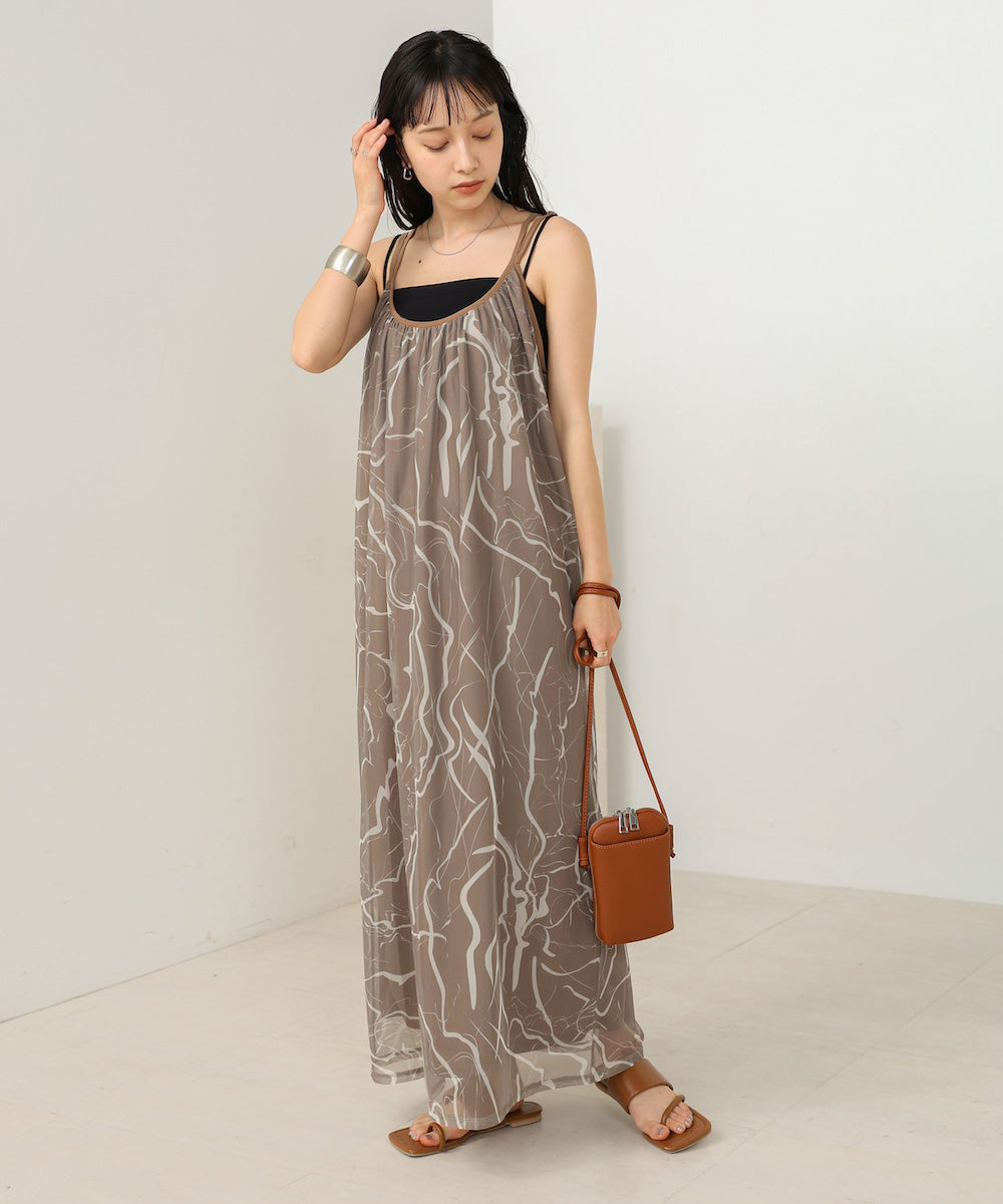 marble sheer mesh onepiece