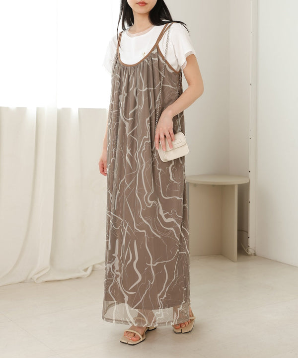 marble sheer mesh onepiece