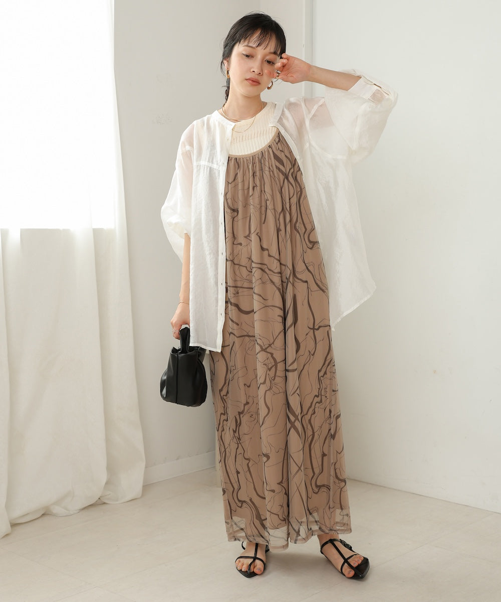 marble sheer mesh onepiece