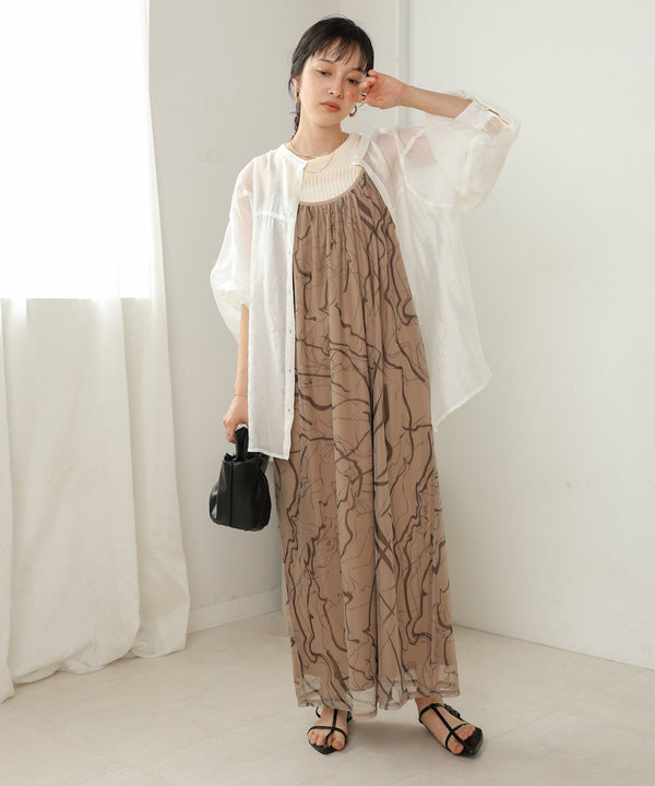 marble sheer mesh onepiece