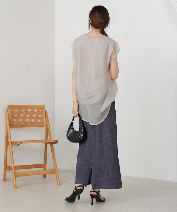 ruched cut I-line skirt