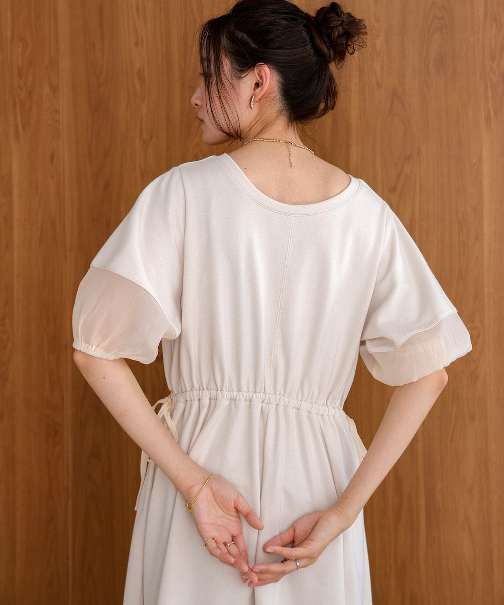 2way sleeve organdy flare onepiece
