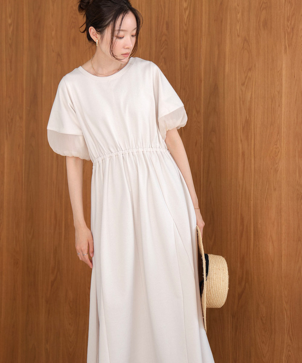 2way sleeve organdy flare onepiece