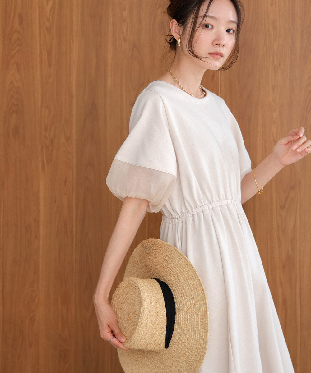 2way sleeve organdy flare onepiece