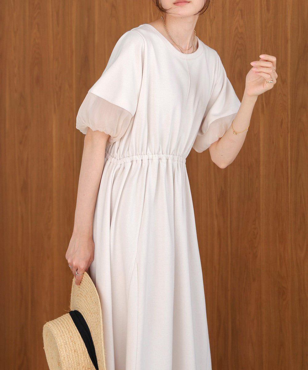 2way sleeve organdy flare onepiece