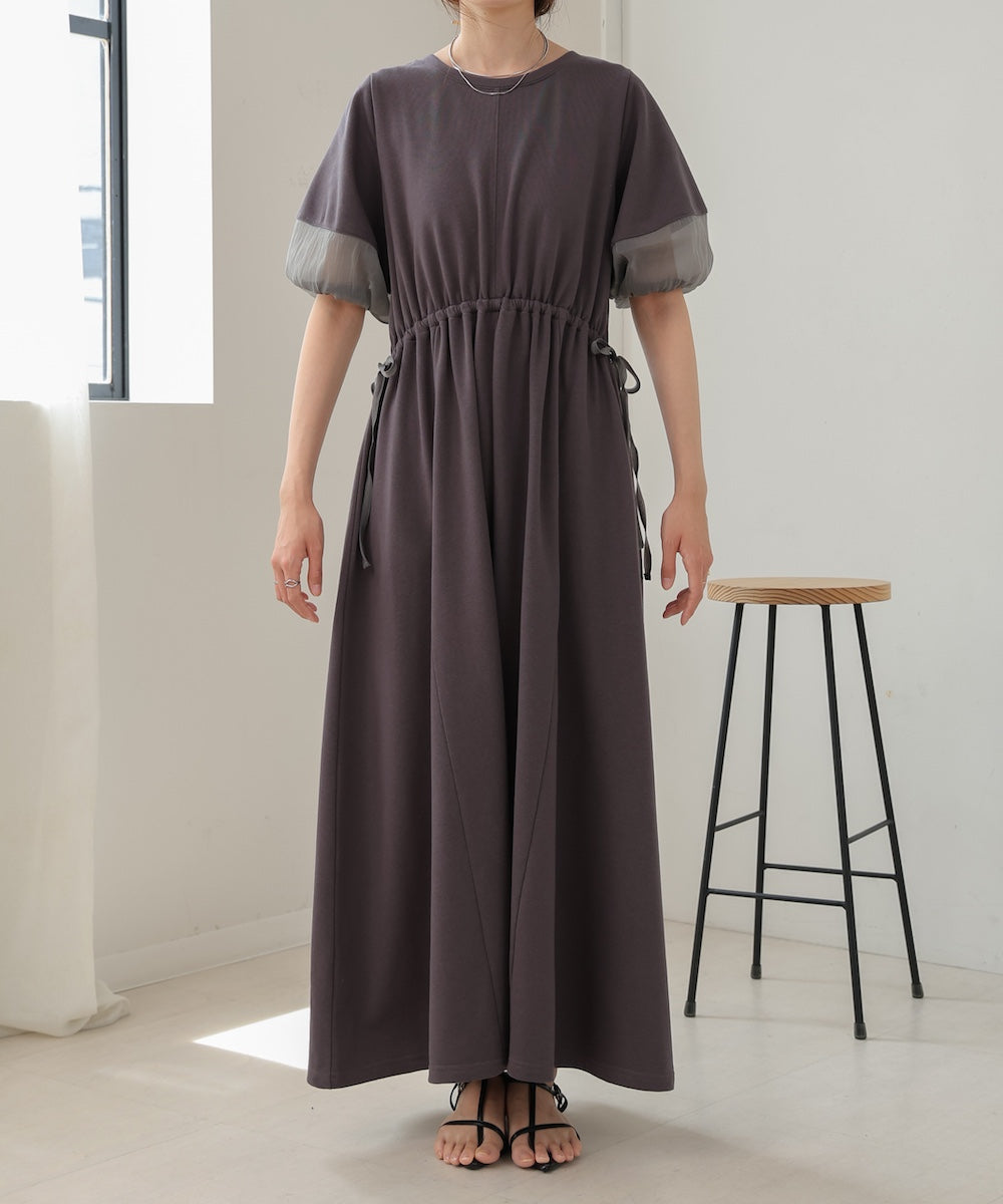 2way sleeve organdy flare onepiece