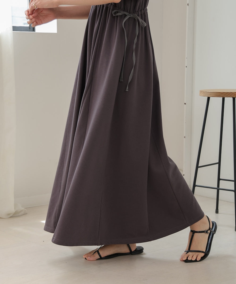 2way sleeve organdy flare onepiece