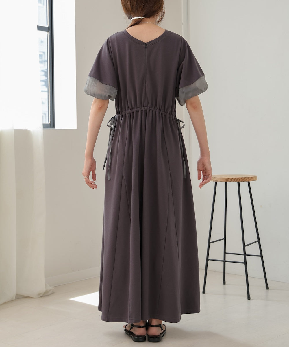 2way sleeve organdy flare onepiece