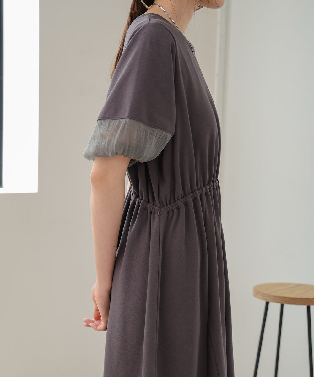 2way sleeve organdy flare onepiece