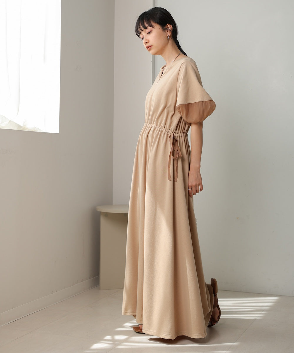 2way sleeve organdy flare onepiece
