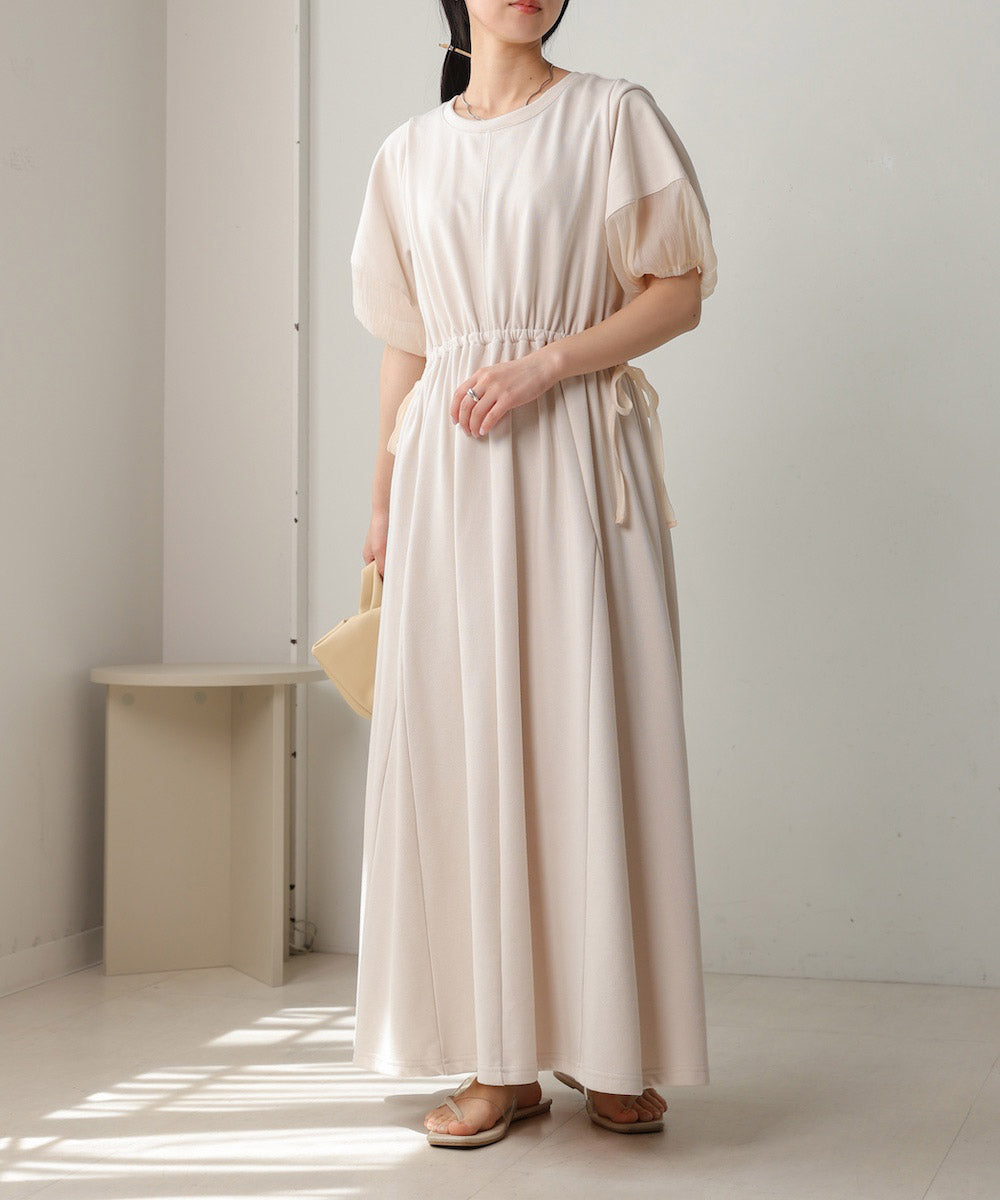 2way sleeve organdy flare onepiece