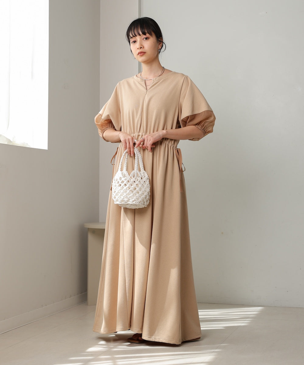 2way sleeve organdy flare onepiece