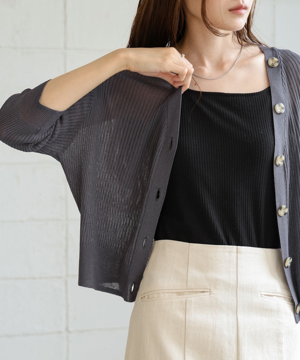 sheer rib knit cardigan