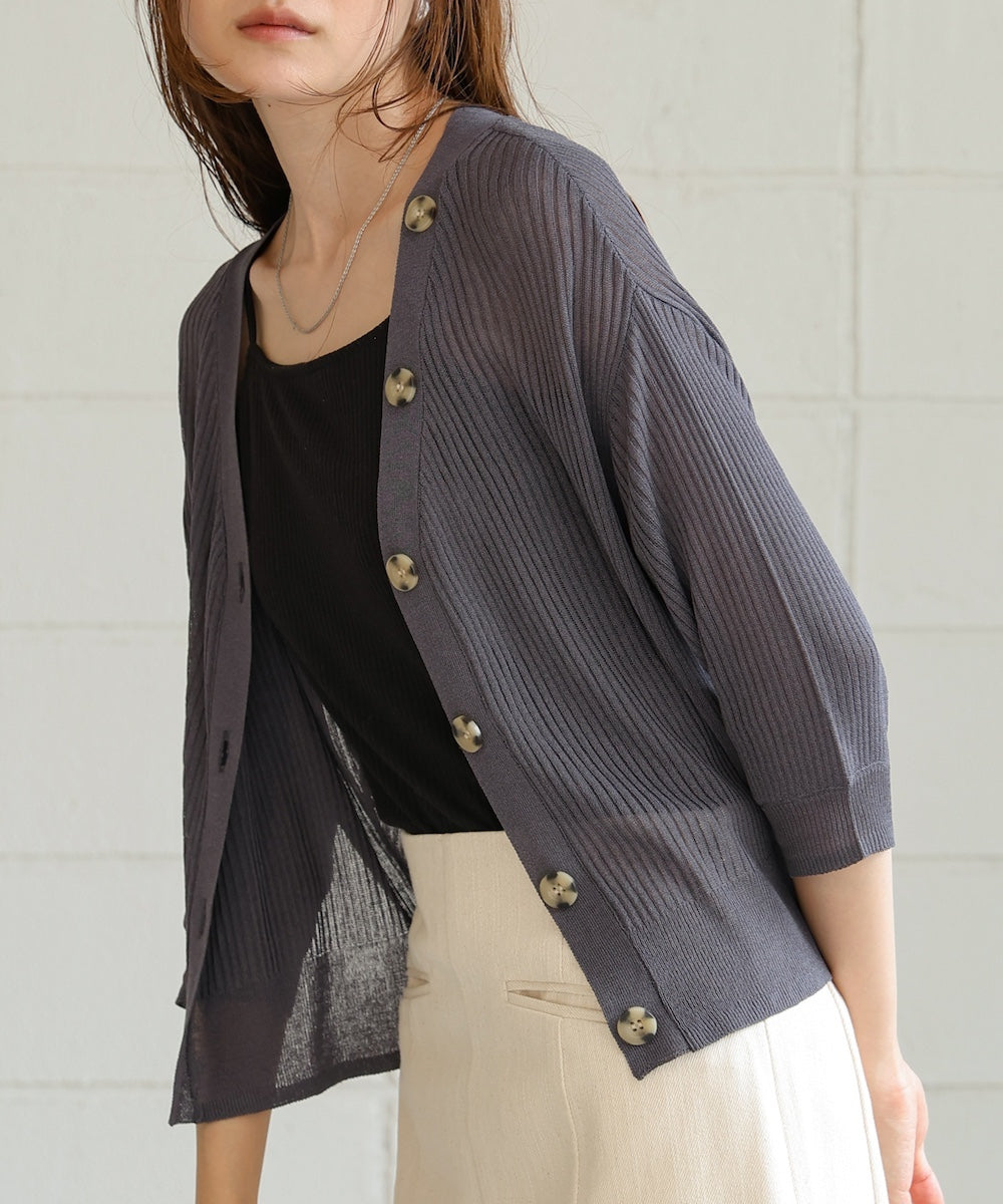sheer rib knit cardigan