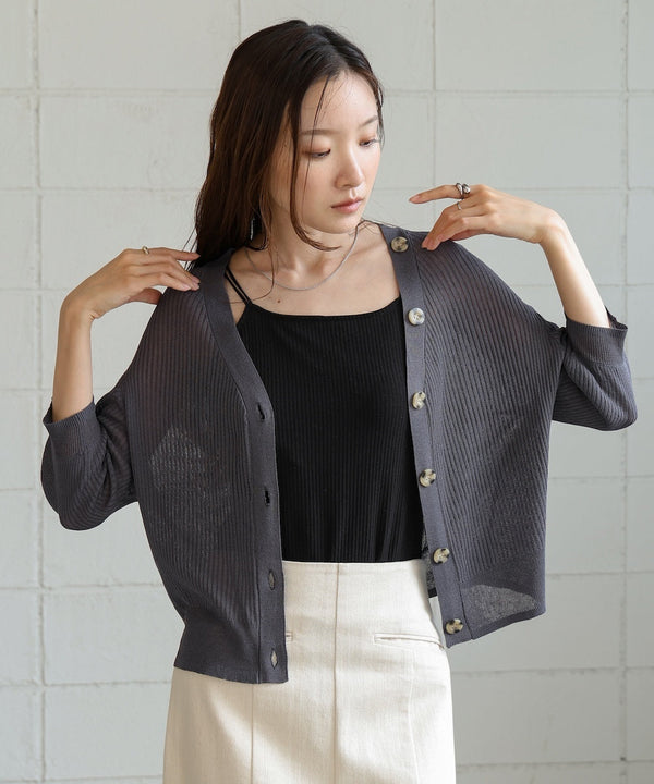 sheer rib knit cardigan