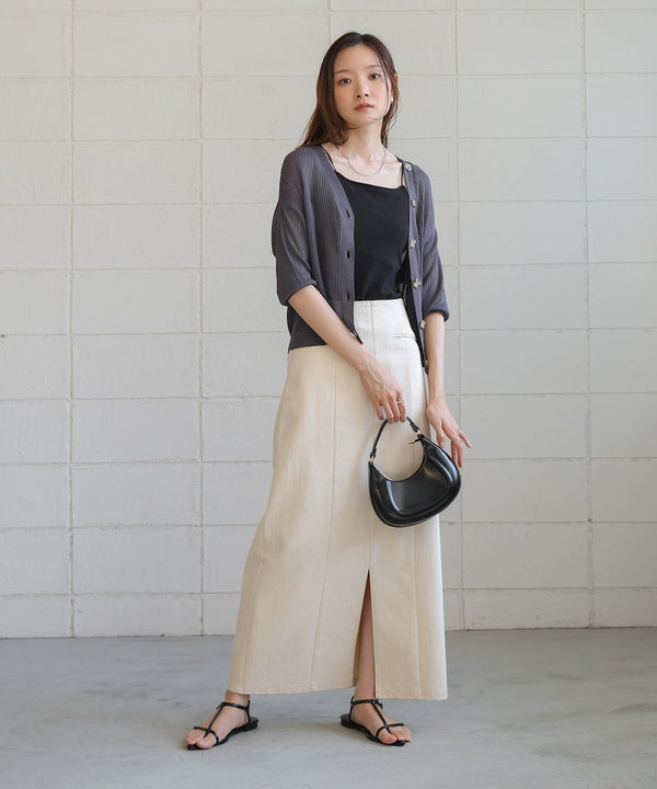sheer rib knit cardigan