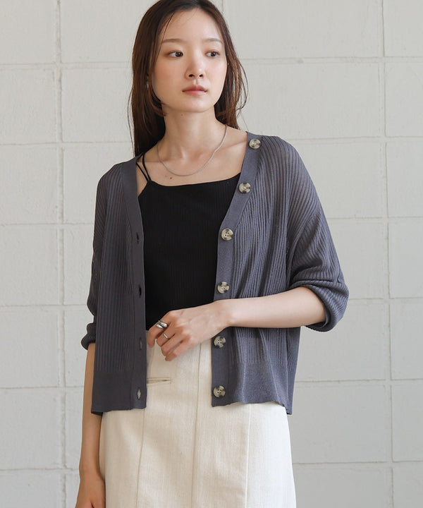 sheer rib knit cardigan