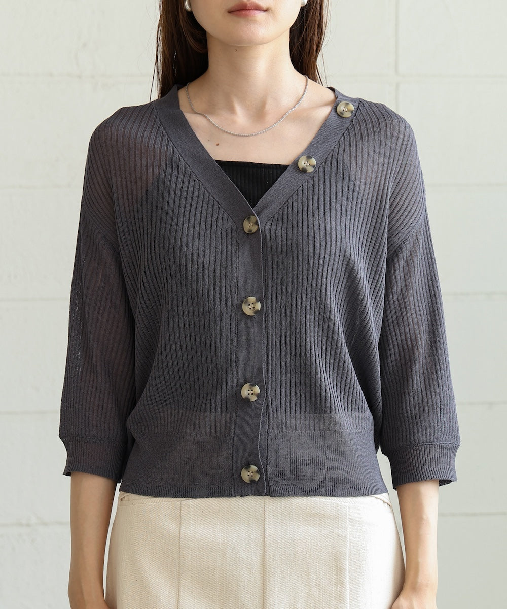 sheer rib knit cardigan