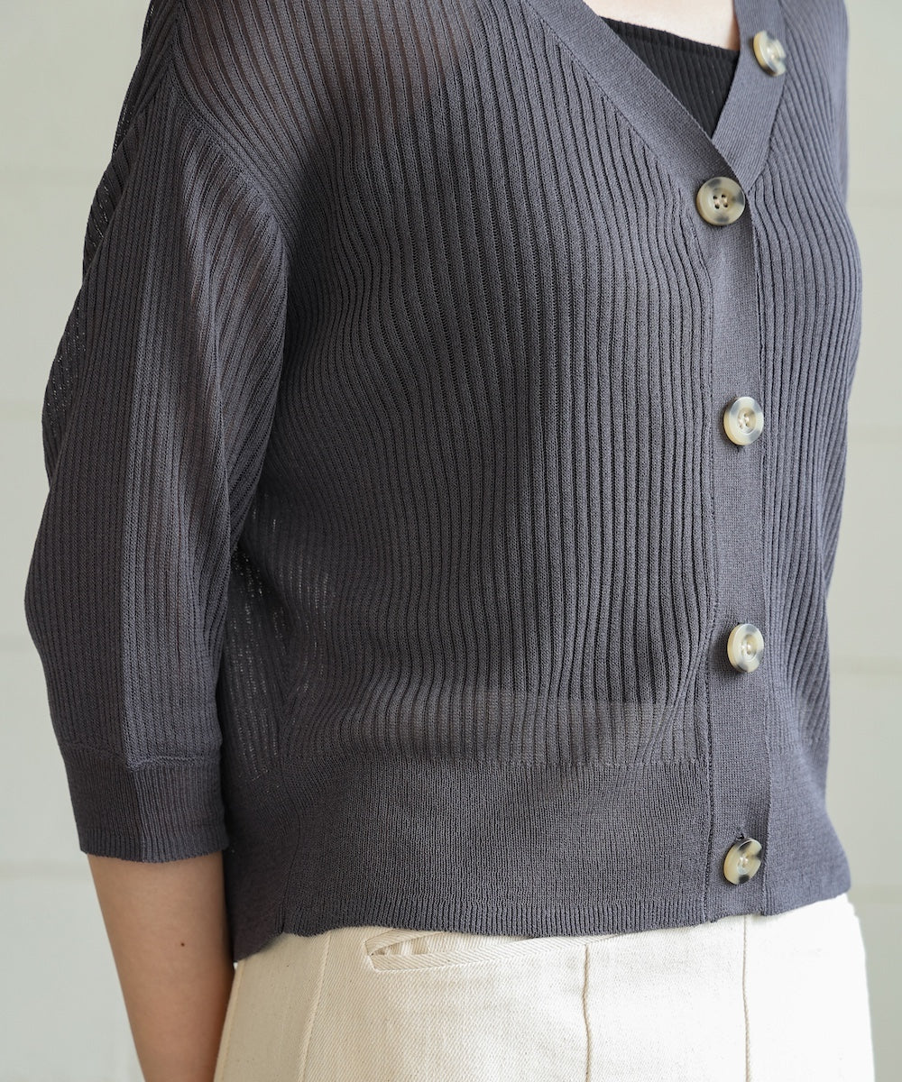 sheer rib knit cardigan