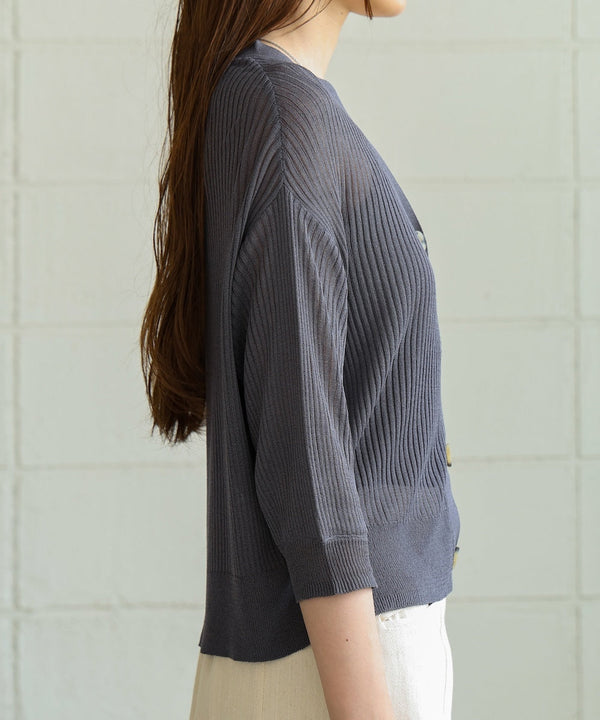 sheer rib knit cardigan