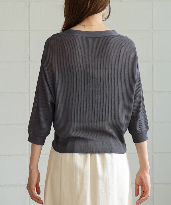 sheer rib knit cardigan