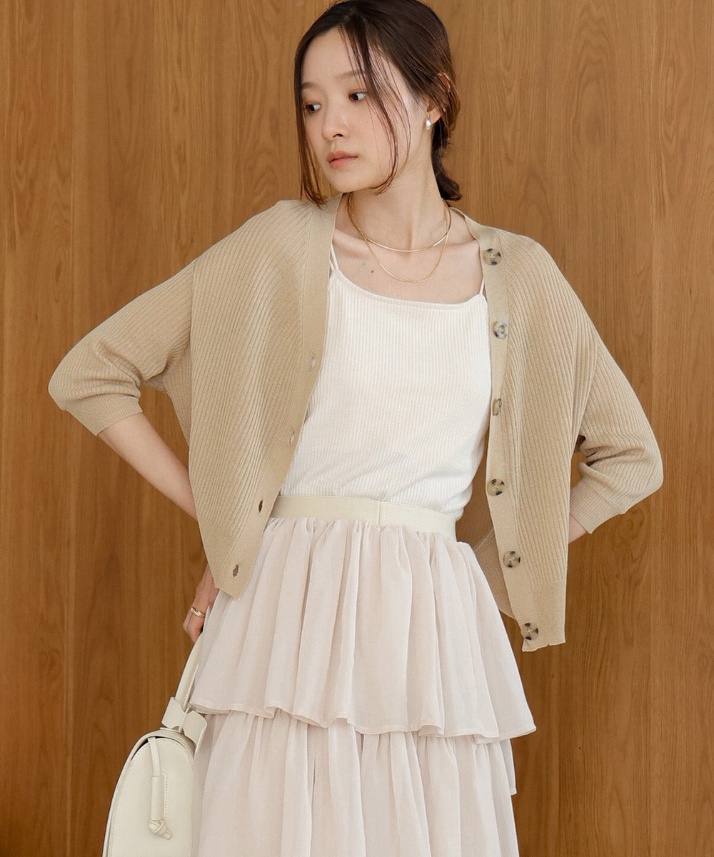 sheer rib knit cardigan