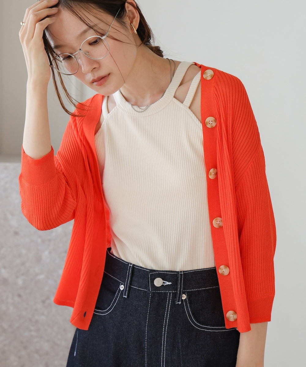 sheer rib knit cardigan