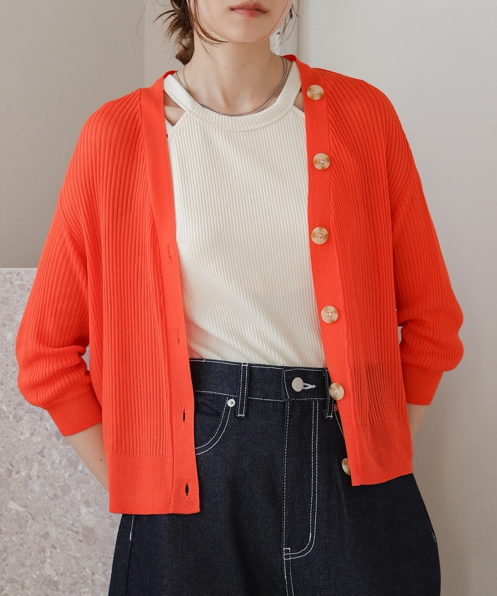 sheer rib knit cardigan