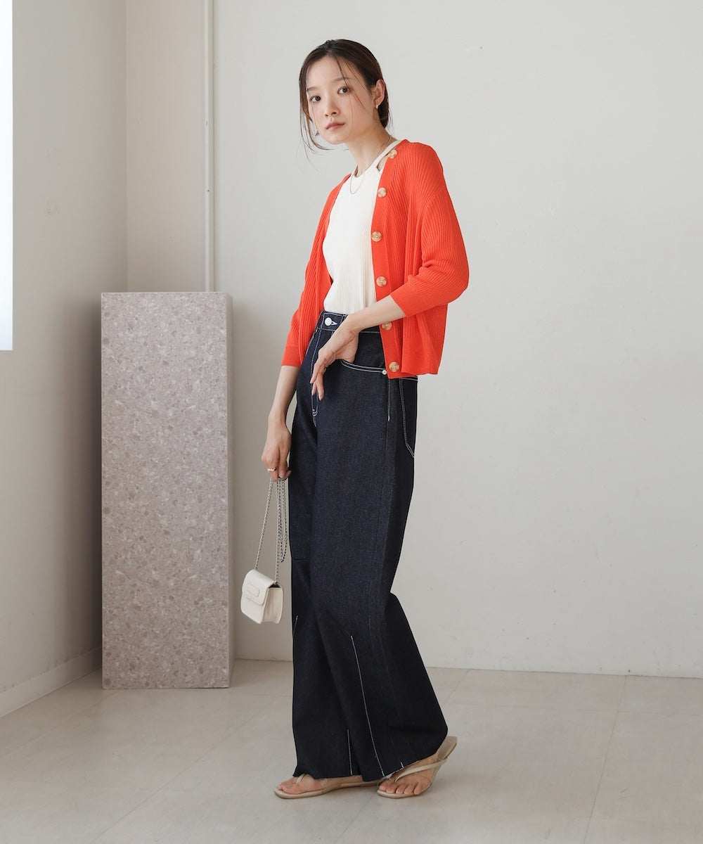 sheer rib knit cardigan