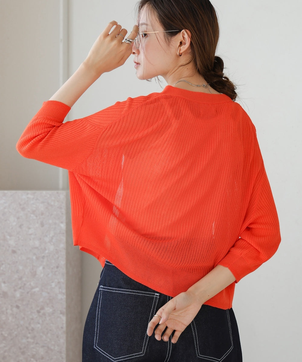 sheer rib knit cardigan