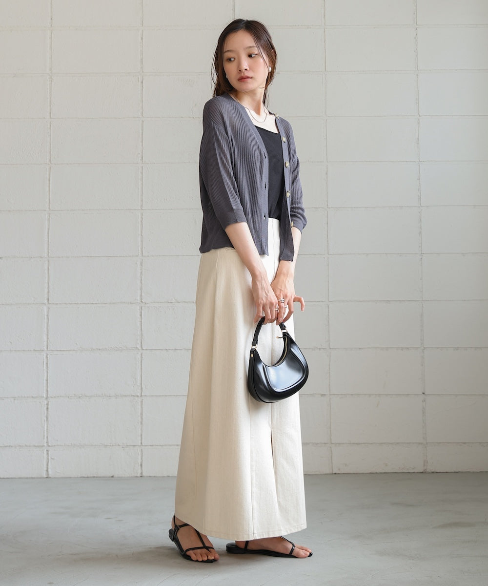sheer rib knit cardigan